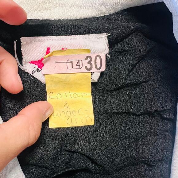 Vintage 90's Black Fitted Button Down Midi Dress M - Picture 3 of 4